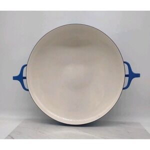 Vintage DANSK Designs France MCM Blue White Enamel 2 Handle Round Paella 13" Pan